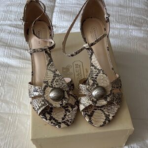 Coach Women's Beige Snakeskin Heels